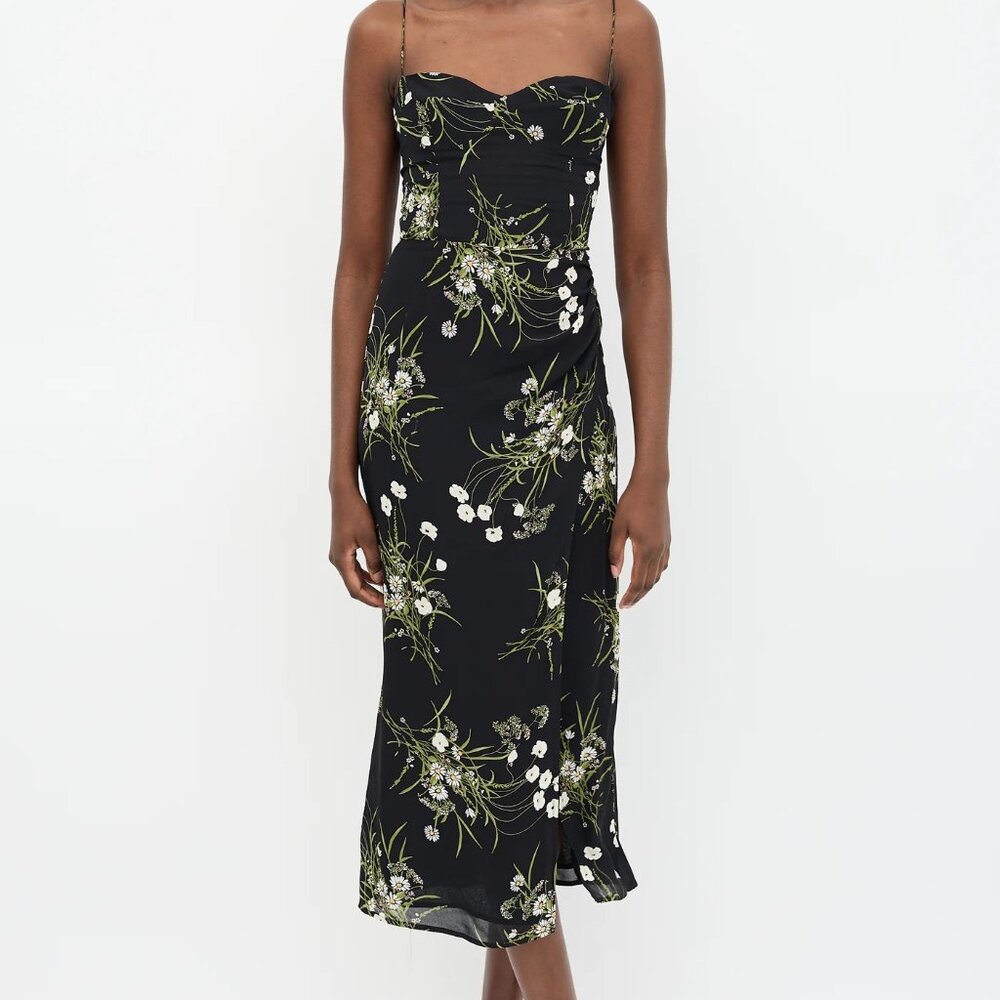 Reformation black Kourtney midi dress SIZE S - Picture 1 of 12